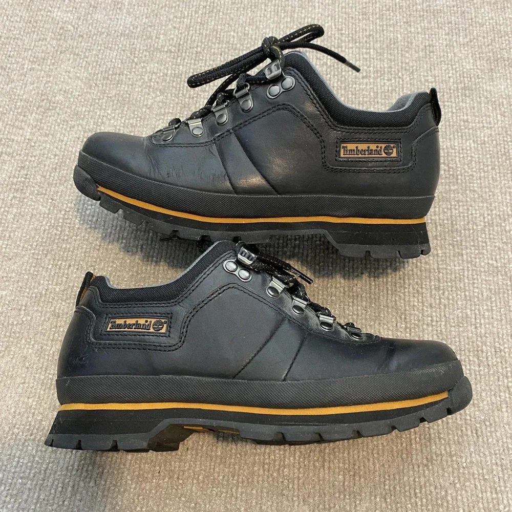 Timberland Boots Mens Size 8 Black Leather Lace Up‎ Chukka Hiking Casual 93613
